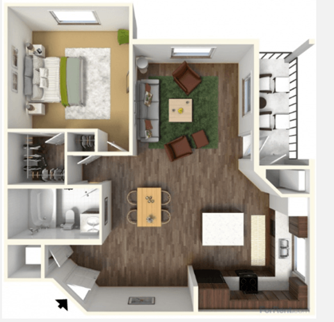 Valencia 729 sf 1 br